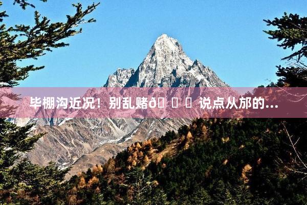 毕棚沟近况!别乱赌😅说点从邡的...
