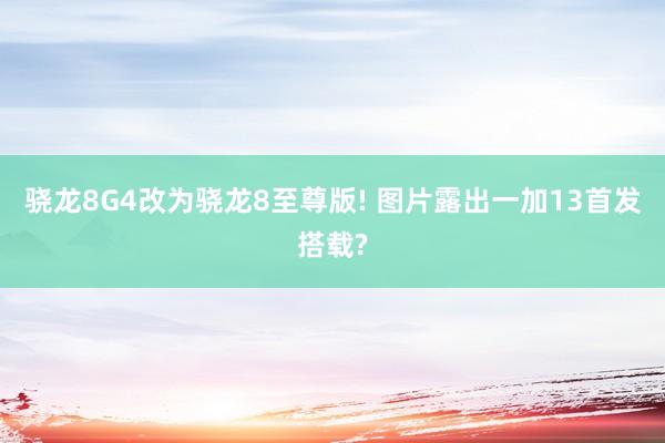 骁龙8G4改为骁龙8至尊版! 图片露出一加13首发搭载?